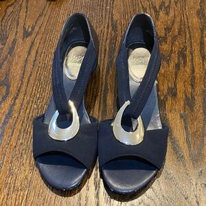 Navy Wedge Sandals
